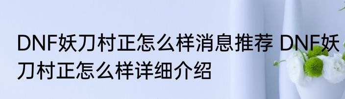 DNF妖刀村正怎么样消息推荐 DNF妖刀村正怎么样详细介绍