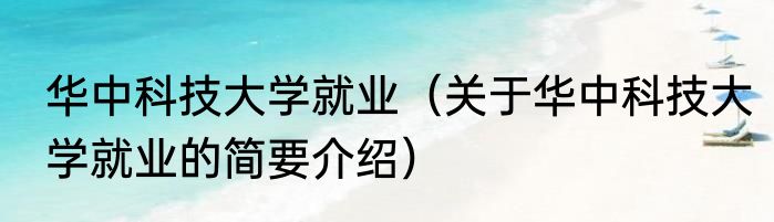 华中科技大学就业（关于华中科技大学就业的简要介绍）