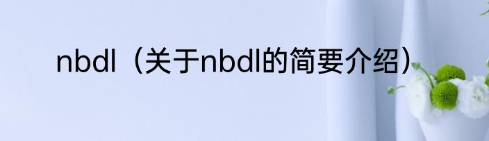 nbdl（关于nbdl的简要介绍）