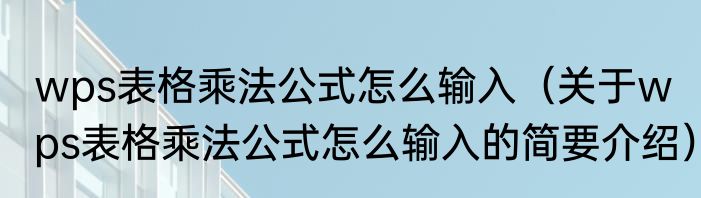 wps表格乘法公式怎么输入（关于wps表格乘法公式怎么输入的简要介绍）