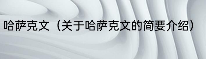 哈萨克文（关于哈萨克文的简要介绍）