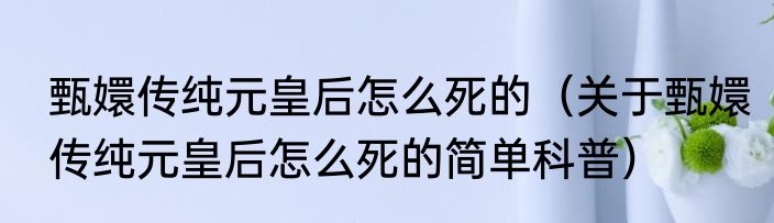 甄嬛传纯元皇后怎么死的（关于甄嬛传纯元皇后怎么死的简单科普）