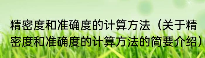 精密度和准确度的计算方法（关于精密度和准确度的计算方法的简要介绍）