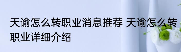 天谕怎么转职业消息推荐 天谕怎么转职业详细介绍