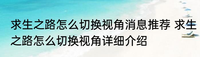 求生之路怎么切换视角消息推荐 求生之路怎么切换视角详细介绍