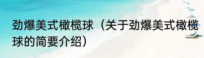 劲爆美式橄榄球（关于劲爆美式橄榄球的简要介绍）