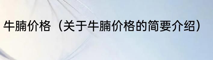 牛腩价格（关于牛腩价格的简要介绍）