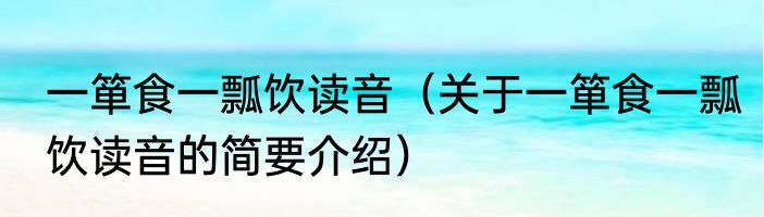 一箪食一瓢饮读音（关于一箪食一瓢饮读音的简要介绍）