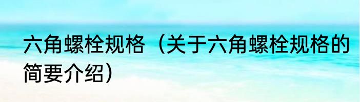 六角螺栓规格（关于六角螺栓规格的简要介绍）