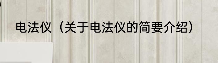 电法仪（关于电法仪的简要介绍）