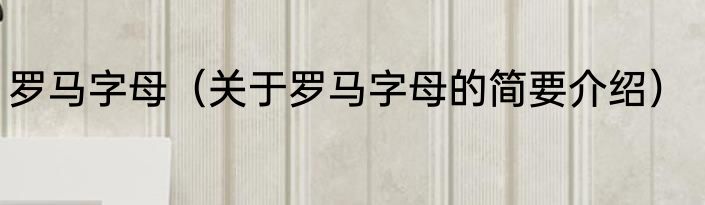 罗马字母（关于罗马字母的简要介绍）