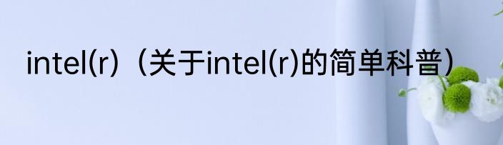 intel(r)（关于intel(r)的简单科普）