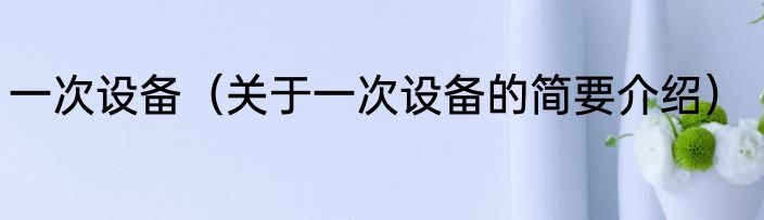 一次设备（关于一次设备的简要介绍）