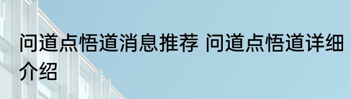 问道点悟道消息推荐 问道点悟道详细介绍