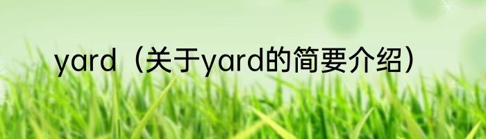 yard（关于yard的简要介绍）