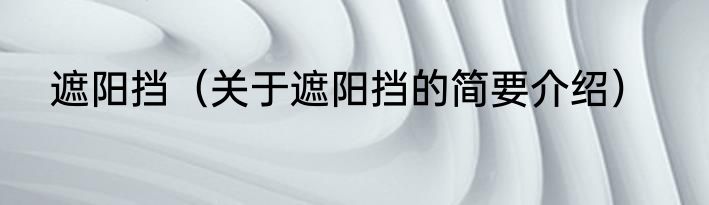 遮阳挡（关于遮阳挡的简要介绍）