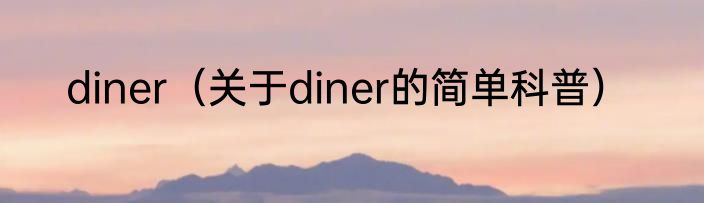 diner（关于diner的简单科普）