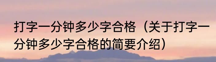 打字一分钟多少字合格（关于打字一分钟多少字合格的简要介绍）