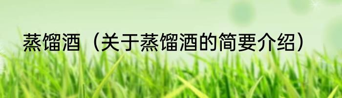 蒸馏酒（关于蒸馏酒的简要介绍）