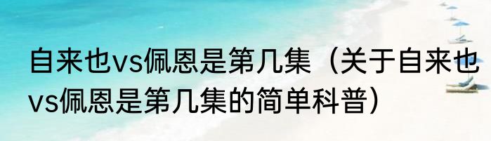 自来也vs佩恩是第几集（关于自来也vs佩恩是第几集的简单科普）