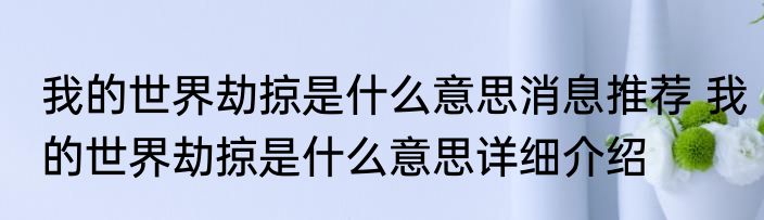 我的世界劫掠是什么意思消息推荐 我的世界劫掠是什么意思详细介绍