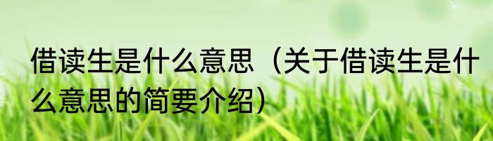借读生是什么意思（关于借读生是什么意思的简要介绍）