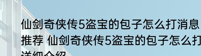 仙剑奇侠传5盗宝的包子怎么打消息推荐 仙剑奇侠传5盗宝的包子怎么打详细介绍