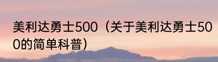 美利达勇士500（关于美利达勇士500的简单科普）