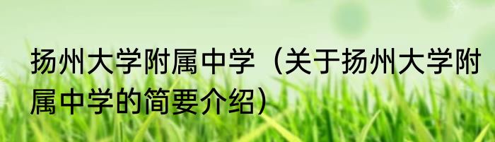 扬州大学附属中学（关于扬州大学附属中学的简要介绍）