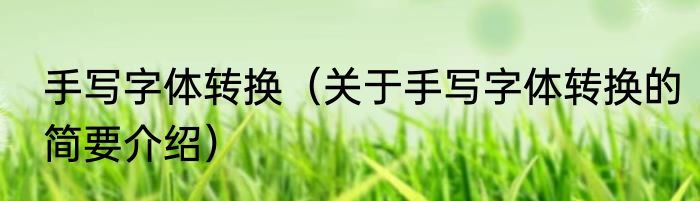 手写字体转换（关于手写字体转换的简要介绍）