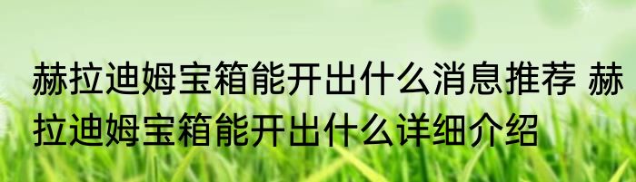 赫拉迪姆宝箱能开出什么消息推荐 赫拉迪姆宝箱能开出什么详细介绍
