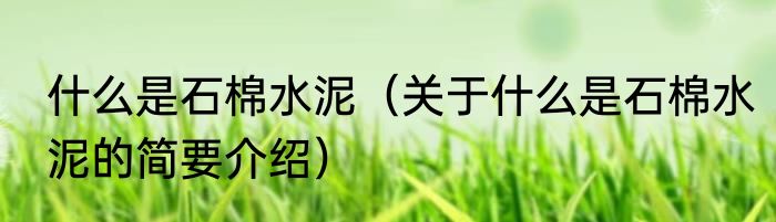 什么是石棉水泥（关于什么是石棉水泥的简要介绍）