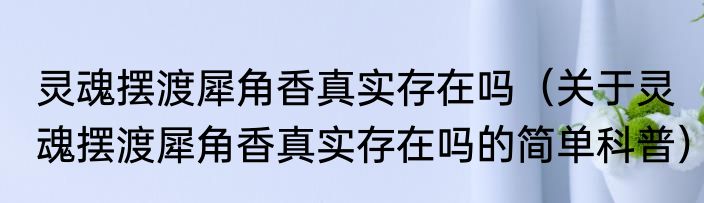 灵魂摆渡犀角香真实存在吗（关于灵魂摆渡犀角香真实存在吗的简单科普）