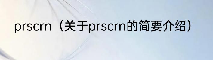 prscrn（关于prscrn的简要介绍）