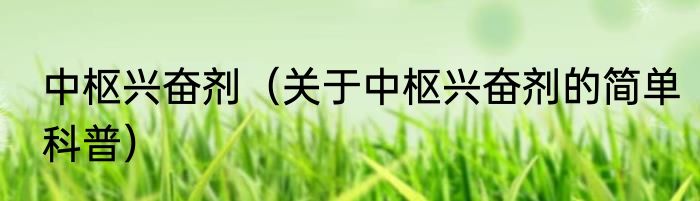 中枢兴奋剂（关于中枢兴奋剂的简单科普）