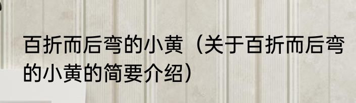 百折而后弯的小黄（关于百折而后弯的小黄的简要介绍）