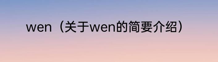 wen（关于wen的简要介绍）