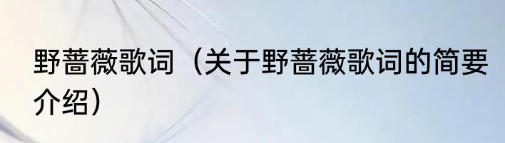 野蔷薇歌词（关于野蔷薇歌词的简要介绍）