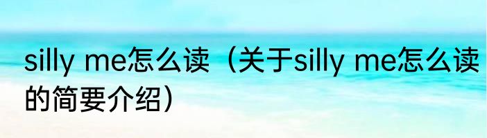 silly me怎么读（关于silly me怎么读的简要介绍）