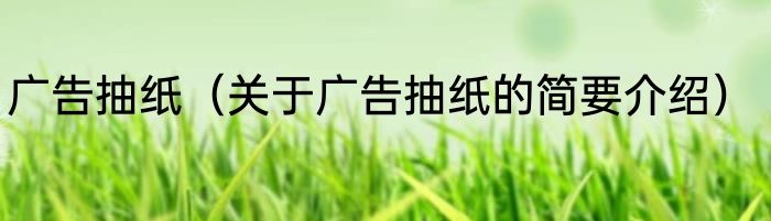 广告抽纸（关于广告抽纸的简要介绍）