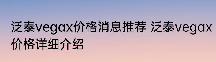泛泰vegax价格消息推荐 泛泰vegax价格详细介绍