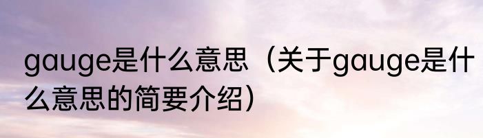 gauge是什么意思（关于gauge是什么意思的简要介绍）
