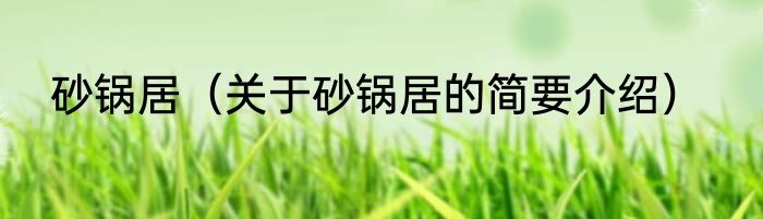 砂锅居（关于砂锅居的简要介绍）