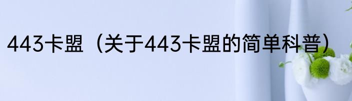 443卡盟（关于443卡盟的简单科普）