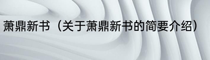 萧鼎新书（关于萧鼎新书的简要介绍）