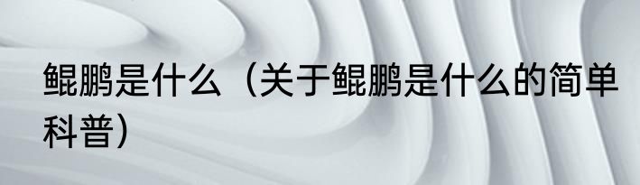 鲲鹏是什么（关于鲲鹏是什么的简单科普）