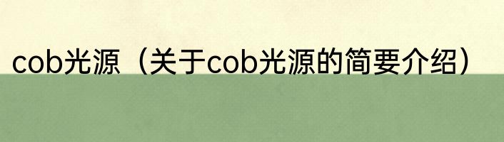 cob光源（关于cob光源的简要介绍）