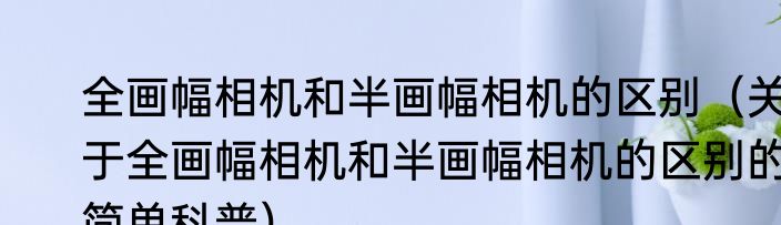 全画幅相机和半画幅相机的区别（关于全画幅相机和半画幅相机的区别的简单科普）