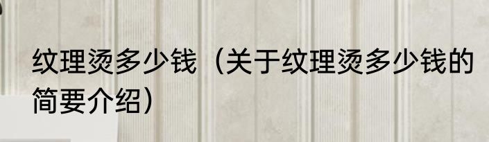 纹理烫多少钱（关于纹理烫多少钱的简要介绍）