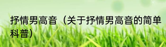 抒情男高音（关于抒情男高音的简单科普）